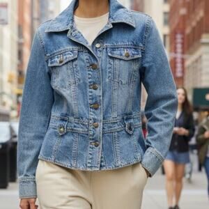 Vintage Willi Smith Denim Jacket Sz 6 Y2K Pockets Button Up